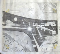 Image # 25937: Global Warfare First Backglass Sketch (Feb-20-1980) 
(Pencil and charcoal sketches on drawing vellum.)