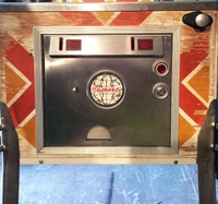 Image # 65302: Golden Arrow Sample Game - Cabinet - Front 
(The metal strip along the bottom edge was added by an owner as structural reinforcement. Serial number 01002S.)