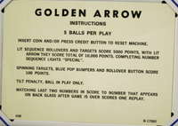 Image # 76976: Golden Arrow Instruction Card