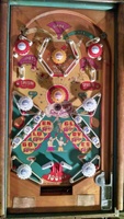 Image # 71963: Golden Gloves Playfield 
(The flippers and all eight daisy caps are not original to this game. See Image #1032 in this listing for this same playfield but with the original caps.)