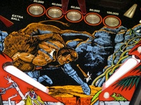 Image # 45311: Grand Lizard Playfield - Detail 
(This is a New Old Stock playfield in its crate from the manufacturer.)