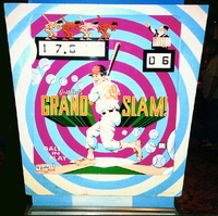 Image # 1059: Grand Slam Backglass 
(The red circles on the backbox front, as seen on the game flyer, have faded on this backbox.)