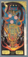 Image # 55921: Attila the Hun Original Playfield Artwork 
(Artist is Larry M. Blazek.Marker and colored pencil on vellum.Dimensions 17 1/2 inches by 8 1/2 inches.)