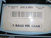 Image # 63869: Aces & Kings Score Card 
(Serial number 71396.)
