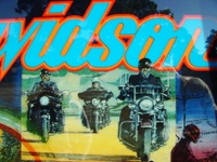 Image # 31814: Harley-Davidson (1st production run) Backglass - Detail 
(Serial number I656432.)