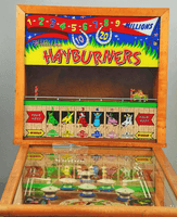 Image # 79162: Hayburners Backglass 
(The background scene is missing from the backbox animation area.)