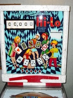 Image # 42957: Hi-Lo Backglass 
(This backbox is repainted but is included here to show its construction.)