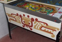 Image # 46889: Aztec Cabinet - Left 
(The spinning target is not original to this game.)