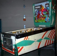 Image # 23983: Home Run Cabinet - Right 
(The cabinet body, coin door, and playfield are 'Home Run'. Inexplicably, the backglass and backbox insert are 'Play Ball'.)