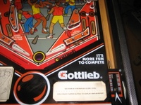 Image # 38902: Hoops Price Card 
(The red and blue rubber post sleeves are not original to this game. Factory sleeves are black.)