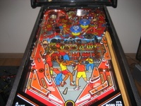 Image # 38898: Hoops Full Playfield 
(The red and blue rubber post sleeves are not original to this game. Factory sleeves are black.)