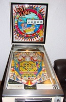Image # 63360: Hot Line Modified For 5-Digit Scoring - Italy 
(This game from Italy was converted to 5-digit scoring, a common practice of operators there. A dummy zero has been added. The replay wheel was removed and the replay window was covered up. The pop bumper values were increased.)
