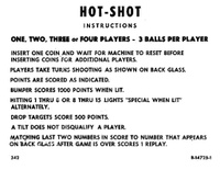 Image # 41636: Hot Shot Instruction Card 3 Balls