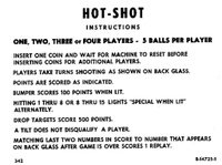 Image # 41637: Hot Shot Instruction Card 5 Balls