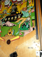 Image # 77270: Jackpot Early Production Playfield - Game Name 
(The playfield is labeled for 10000 points. From the game with cabinet serial number 94083.)