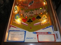 Image # 57137: Joker Illuminated Lower Playfield 
(The post between the flippers is not original to this game.)