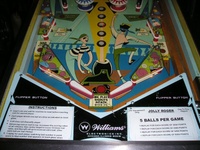 Image # 13946: Jolly Roger Lower Playfield 
(The long flippers shown here are not the size originally installed by the factory.)