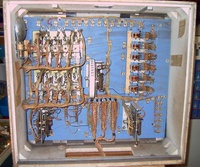 Image # 40367: Joust Inside Early Production Backbox 
(There are three plugs in this game and no relay above the replay mechanism. Serial number 1001.)