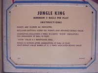 Image # 27624: Jungle King Instruction Card