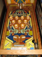 Image # 54338: King Pin Playfield 
(The lockdown bar is reproduction. Serial number 23304.)