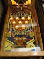 Image # 54339: King Pin Illuminated Playfield 
(The lockdown bar is reproduction. Serial number 23304.)