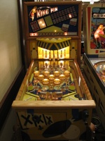 Image # 54345: King Pin Illuminated Front View 
(The lockdown bar is reproduction. Serial number 23304.)