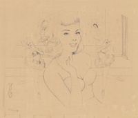 Image # 56518: Ballerina Original Backglass Artwork 
(Artist is Lester Hilbrich.Pencil on art paper.Dimensions are unavailable.)