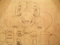 Image # 56520: Ballerina Original Playfield Artwork - Upper Section 
(Artist is Lester Hilbrich.Pencil on art paper.Dimensions are unavailable.)