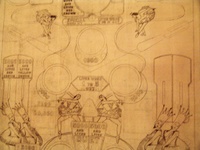 Image # 56521: Ballerina Original Playfield Artwork - Middle Section 
(Artist is Lester Hilbrich.Pencil on art paper.Dimensions are unavailable.)