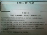 Image # 42178: Lariat Instruction Card - 5 Balls 
(From the game with serial number 06130.)