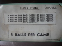 Image # 37844: Lucky Strike Score Card