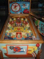 Image # 44171: Lulu Cabinet - Front View 
(The '1' insert above the left flipper is not original to this game. The paper apron at playfield bottom is a reproduction.)