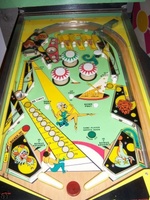 Image # 35331: Bally Hoo Engineering Prototype Playfield 
(The game pictured has no serial number. It was made as the next step after the whitewood stage of development.)