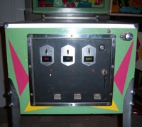 Image # 35336: Bally Hoo Engineering Prototype Cabinet - Front 
(The game pictured has no serial number. It was made as the next step after the whitewood stage of development.)