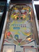 Image # 60222: Magic Illuminated Playfield 
(The Free Ball Return Lane near the bottom pop bumper is blocked by a post, placed there by an operator or game owner.)