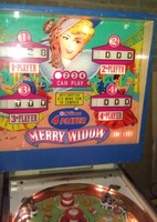 Image # 59233: Merry Widow Illuminated Backglass 
(The backbox has been repainted blue.)