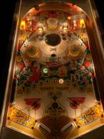 Image # 77198: Merry-Go-Round Illuminated Playfield 
(All parts are original except the flipper bats.)