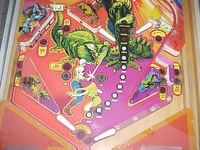Image # 15067: Middle Earth Pre-Production Lower Playfield 
(This is from Pre-Production Game #4 having a serial number of 0084 and a white cabinet.)