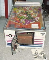 Image # 15068: Middle Earth Pre-Production Cabinet 
(This is from Pre-Production Game #4 having a serial number of 0084 and a white cabinet.)