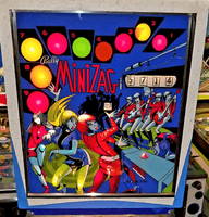 Image # 76794: MiniZag Illuminated Backglass 
(The blue areas of the backbox were repainted. Serial number 1469.)