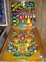 Image # 24151: Band Leader Cabinet - Front View 
(This game should use only white rubber rings. The lockdown bar is not original to this game.)