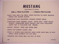 Image # 26319: Mustang Instruction Card - 3 Ball Play