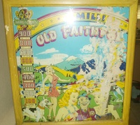 Image # 62013: Old Faithful Backglass 
(The cabinet has been repainted. Serial number 021367 OF.)