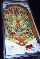 Image # 5465: Olympics Playfield - 'Caracas' Version 
(The right outlane is marked 'Caracas'.)