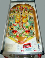 Image # 8254: Olympics Playfield - 'Buenos Aires' Version 
(The right outlane is marked 'Buenos Aires'.)