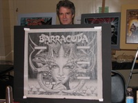 Image # 47317: Barracora Original Backglass Art 
(Artist Doug Watson at his booth at Pacific Pinball Expo 2010.)