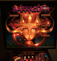 Image # 80832: Barracora Early Production - Illuminated Backglass 
(Serial number 516389.)