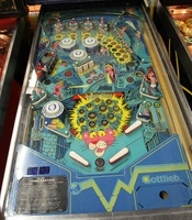 Image # 67666: Pink Panther Playfield 
(The pop bumper cap designs are not identical in their placement as compared to the manufacturer's flyer.)
