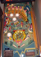 Image # 9206: Pink Panther Illuminated Playfield 
(The pop bumper cap designs are not identical in their placement as compared to the manufacturer's flyer.)
