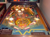 Image # 9207: Pink Panther Illuminated Playfield 
(The pop bumper cap designs are not identical in their placement as compared to the manufacturer's flyer.)